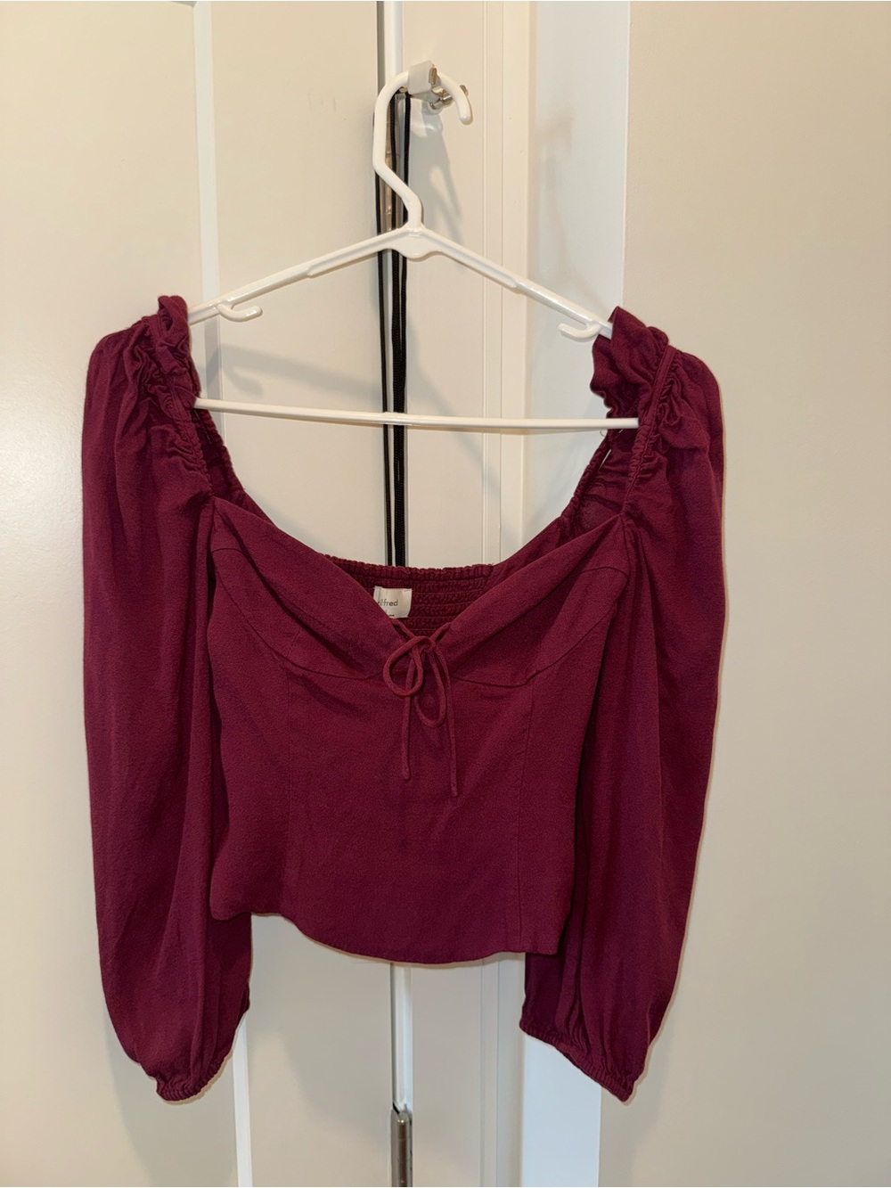 Wilfred Burgundy Square Neck Peasant Blouse - Picture 1 of 3